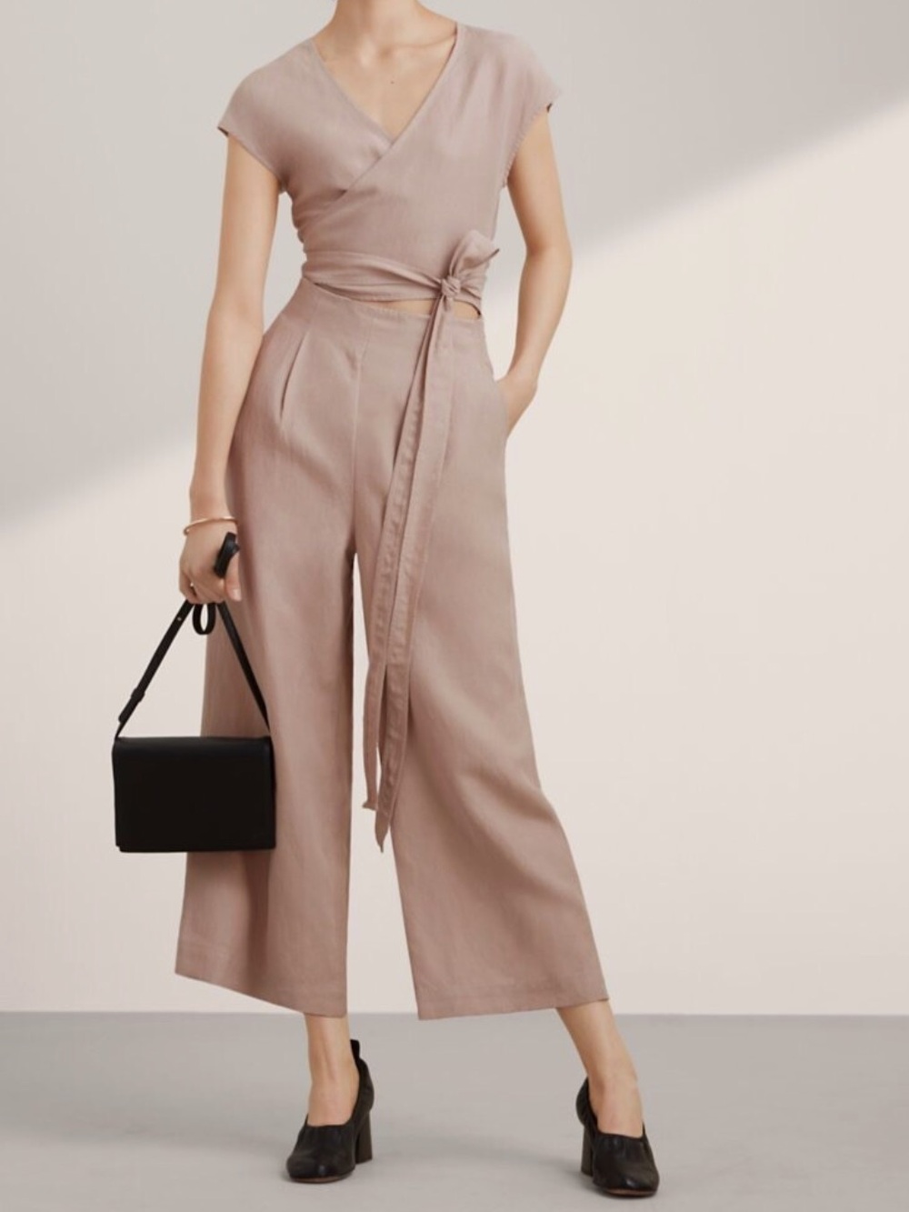 Wilfred//Wrap Front Wide-Leg Jumpsuit